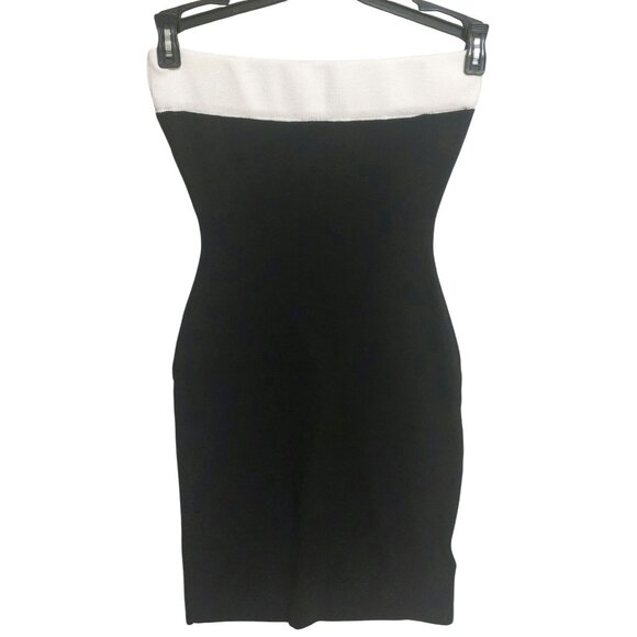 Commense Dresses & Skirts - NWT Commense Black & White Knit Strapless Bodycon Mini Dress Size XS~Stretch